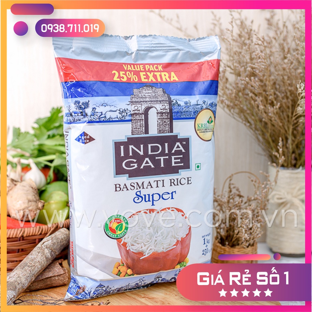 Gạo Ấn Độ Basmati India Gate 1kg cho người tiểu đường | BigBuy360 - bigbuy360.vn