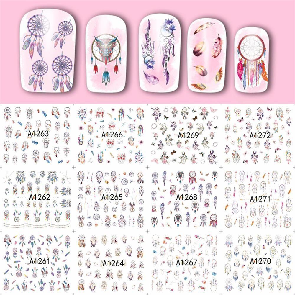 ღOKDEALSღ 12pcs Nail Art Decoration Nail Stickers Tattoo Foils Romantic Butterfly Flower New 3D DIY Full Cove Nail Wraps Transfer Water Decals