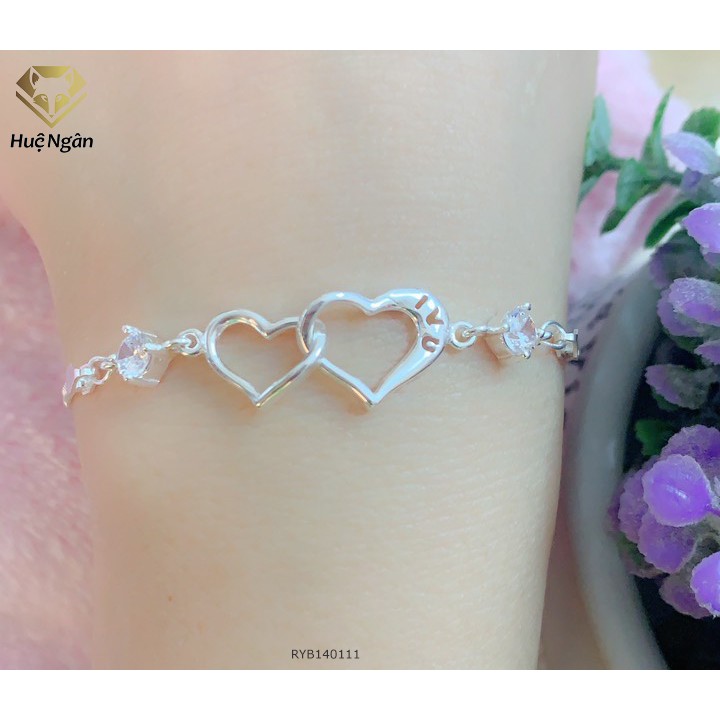 [Mã LT50 giảm 50k đơn 250k] Lắc tay bạc Ý S925 Huệ Ngân - Trái tim xinh RYB 140111