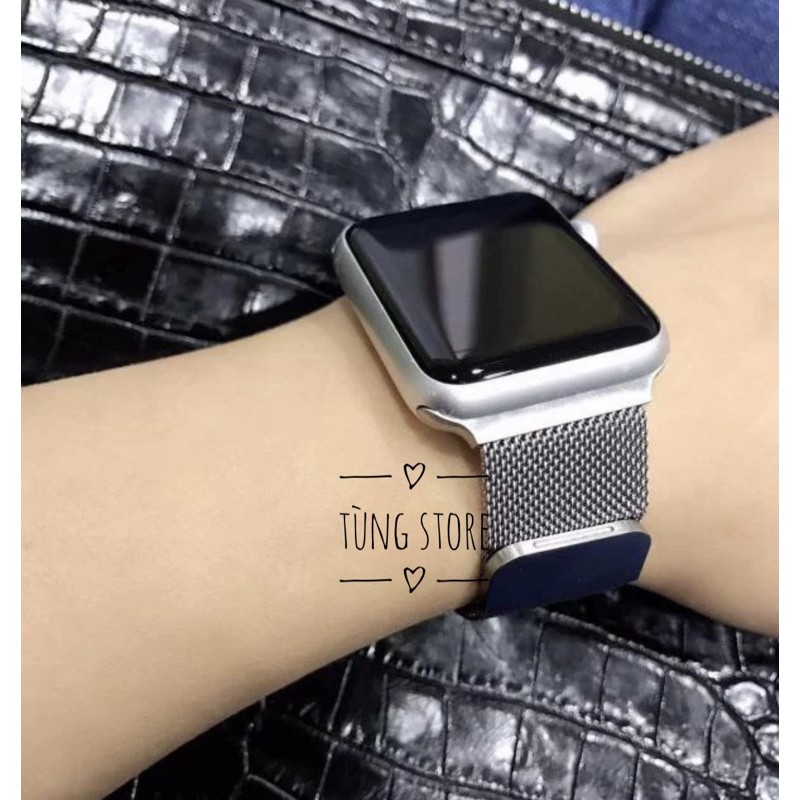 Dây apple watch - milanese dạng lưới, thép không gỉ, nam châm hít chặt