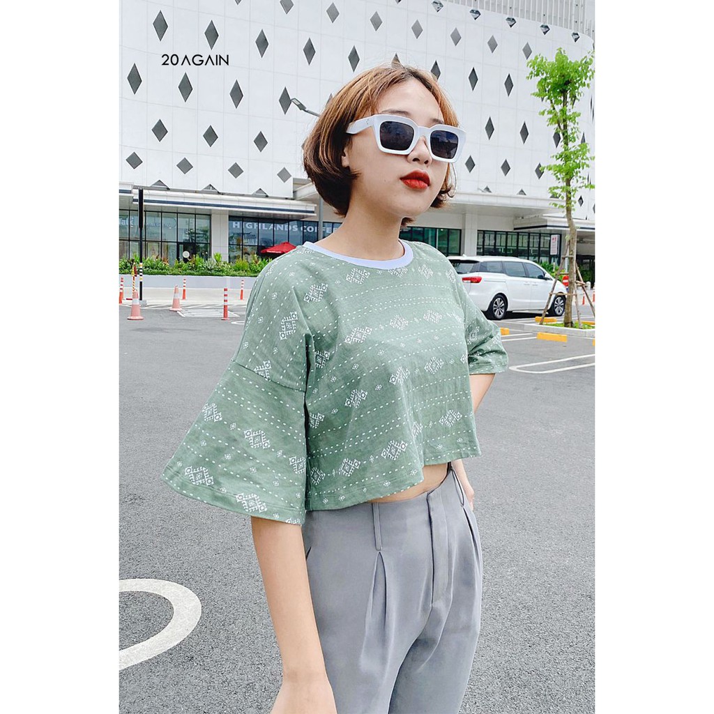 Áo phông nữ croptop ngắn tay 20AGAIN, chất cotton mát, co giãn 4 chiều, đủ màu, đủ size ATN0004