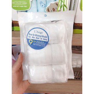 SET 3 KHĂN XÔ VẢI BÔNG 9 LỚP L ANGE SỢI BÔNG CẤP Y TẾ VÀ BAO BÌ KHÁNG KHUẨN 22X22CM