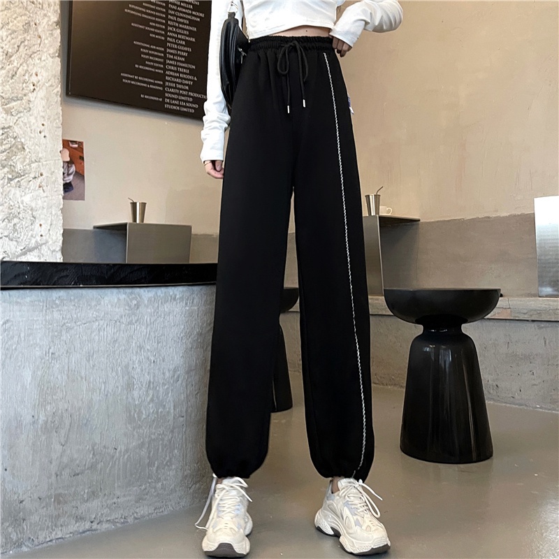 Quần thể thao SUXI lưng cao ống rộng phong cách Hàn Quốc thời trang mới dành cho nữ