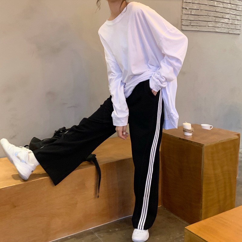 Quần thun đen 3s ống rộng nam nữ PHong cách hàn quốc - vải co giãn tốt ulzzang