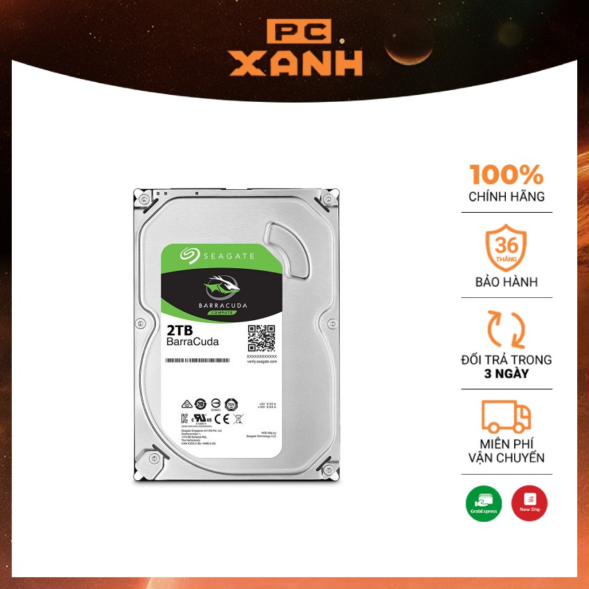 Ổ cứng HDD Seagate Barracuda 2TB 3.5 inch 7200RPM, SATA3 6GB/s, 256MB Cache chính hãng bảo hành 24 tháng