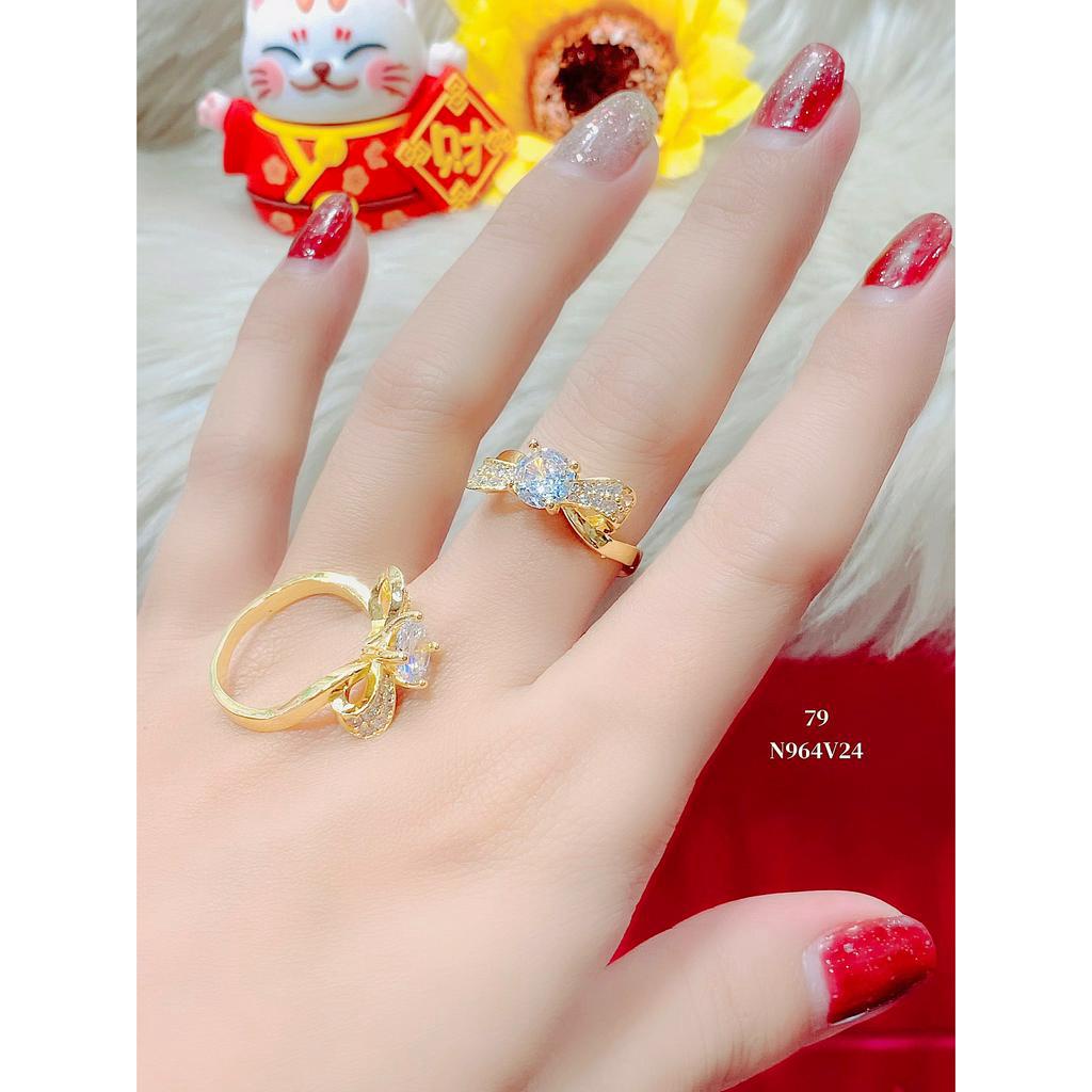 N964 Nhẫn nữ UHA mạ vàng 18k đính đá CZ - Trang Sức UHA