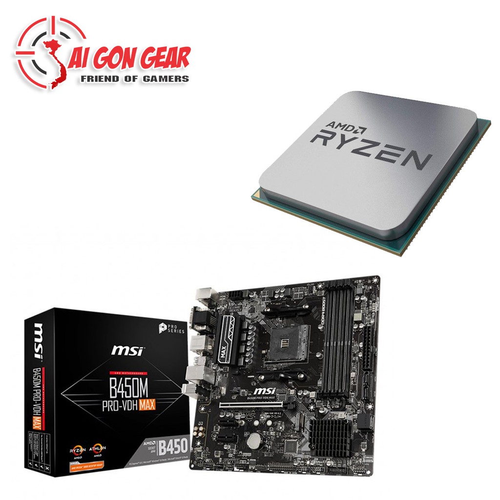 Combo CPU AMD 3600 Tray + Main MSI B450M Pro VDH MAX