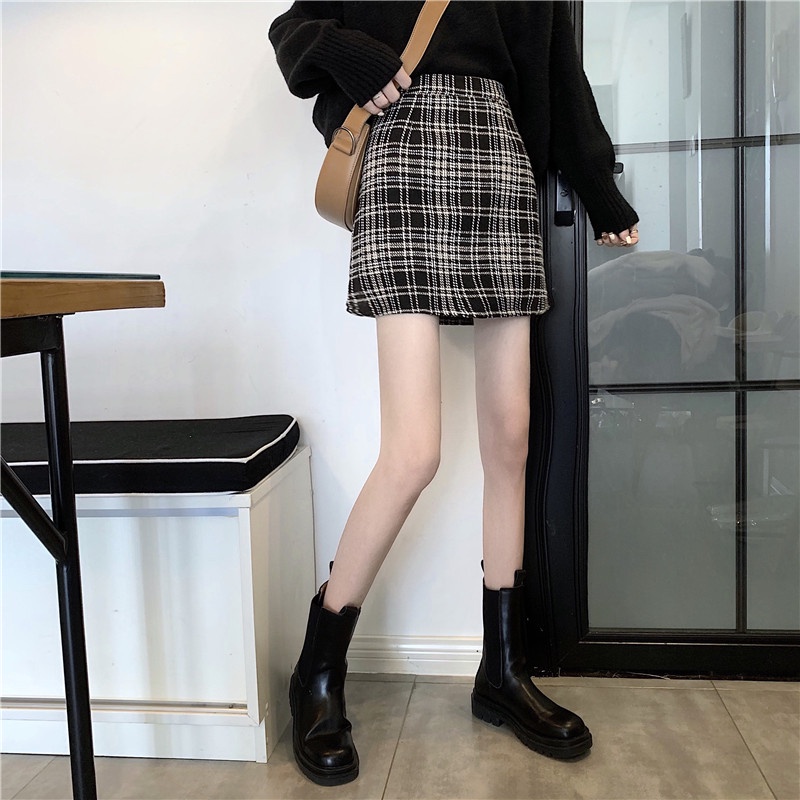 Chân váy dạ chữ A dáng ngắn + dài họa tiết kẻ ô phong cách hàn quốc thu đông 2021 - Uri13 | BigBuy360 - bigbuy360.vn