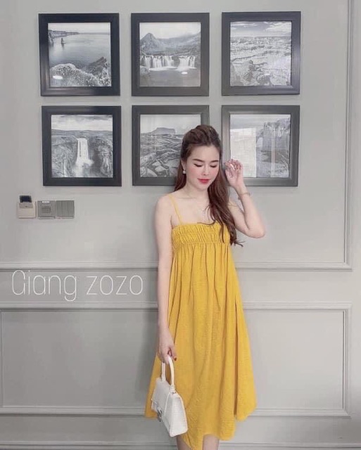 [damxuong]VÁY 2 dây maxi chun ngực chất đũi xước mặc đi biển xinh | BigBuy360 - bigbuy360.vn