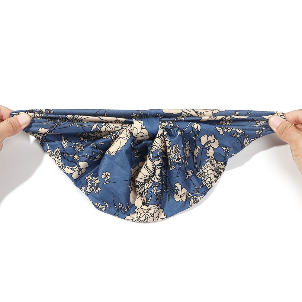 Mũ trùm đầu vải satin cotton mềm mại xếp ly thắt nút in họa tiết hoa cho nữ