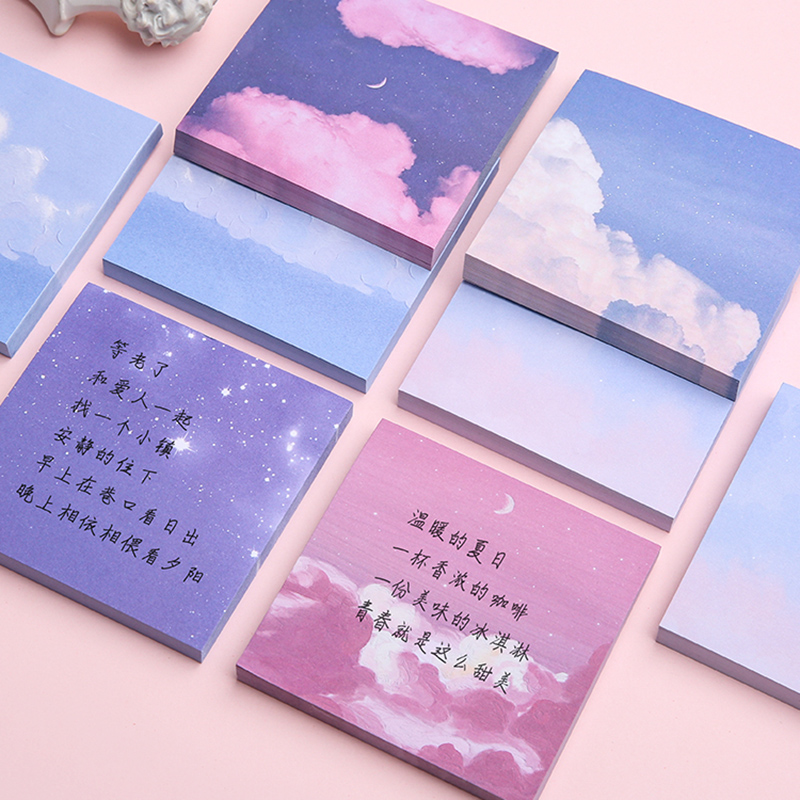 Set 80 Giấy Ghi Chú Mini Họa Tiết Phong Cảnh Xinh Xắn