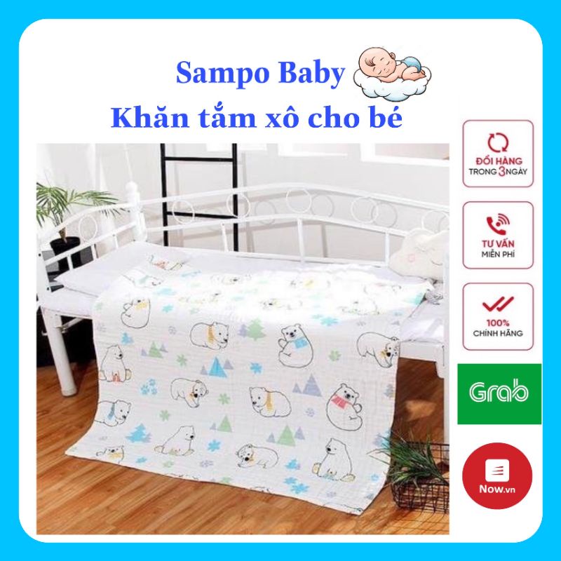 Khăn tắm Xô cho bé, Độ giày  6 lớp siêu mềm mịn và không xù lông.