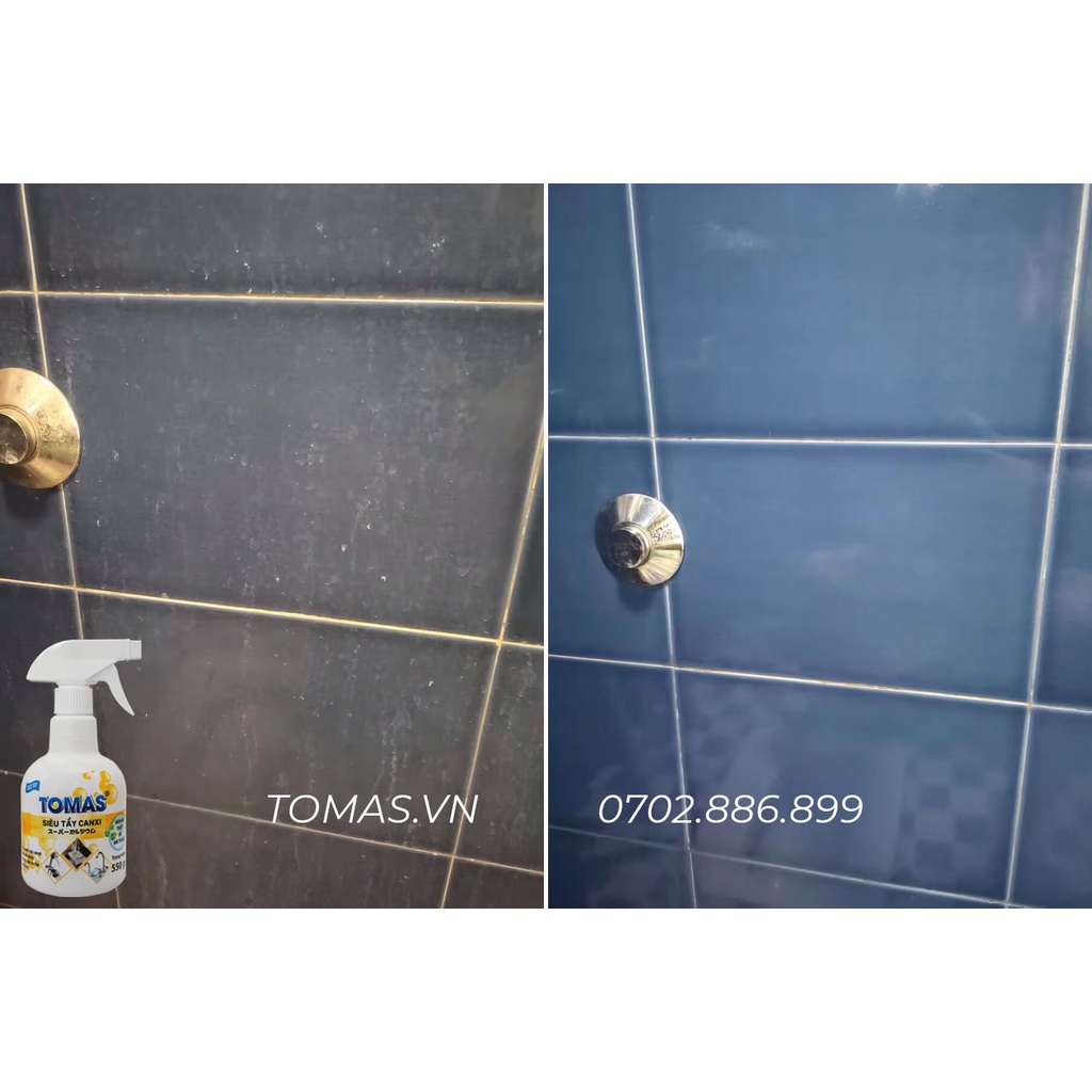 Nước Tẩy cặn canxi vòi inox, bệ sứ, tẩy thiết bị nhà tắm TOMAS Vàng 550g