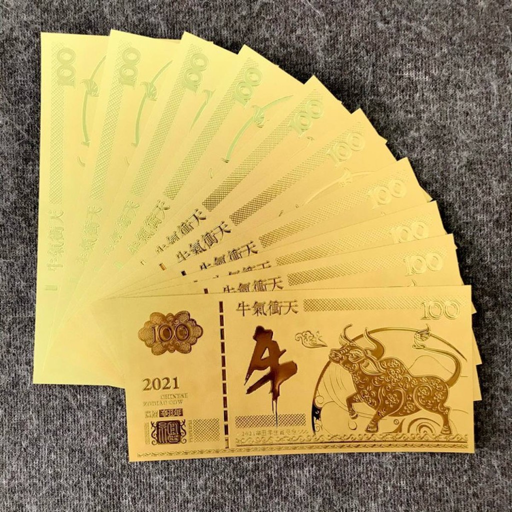 COMBO 5 Tờ Tiền Lưu Niệm 100 Hình Con Trâu Mạ Vàng Plastic May Mắn Tài Lộc | BigBuy360 - bigbuy360.vn