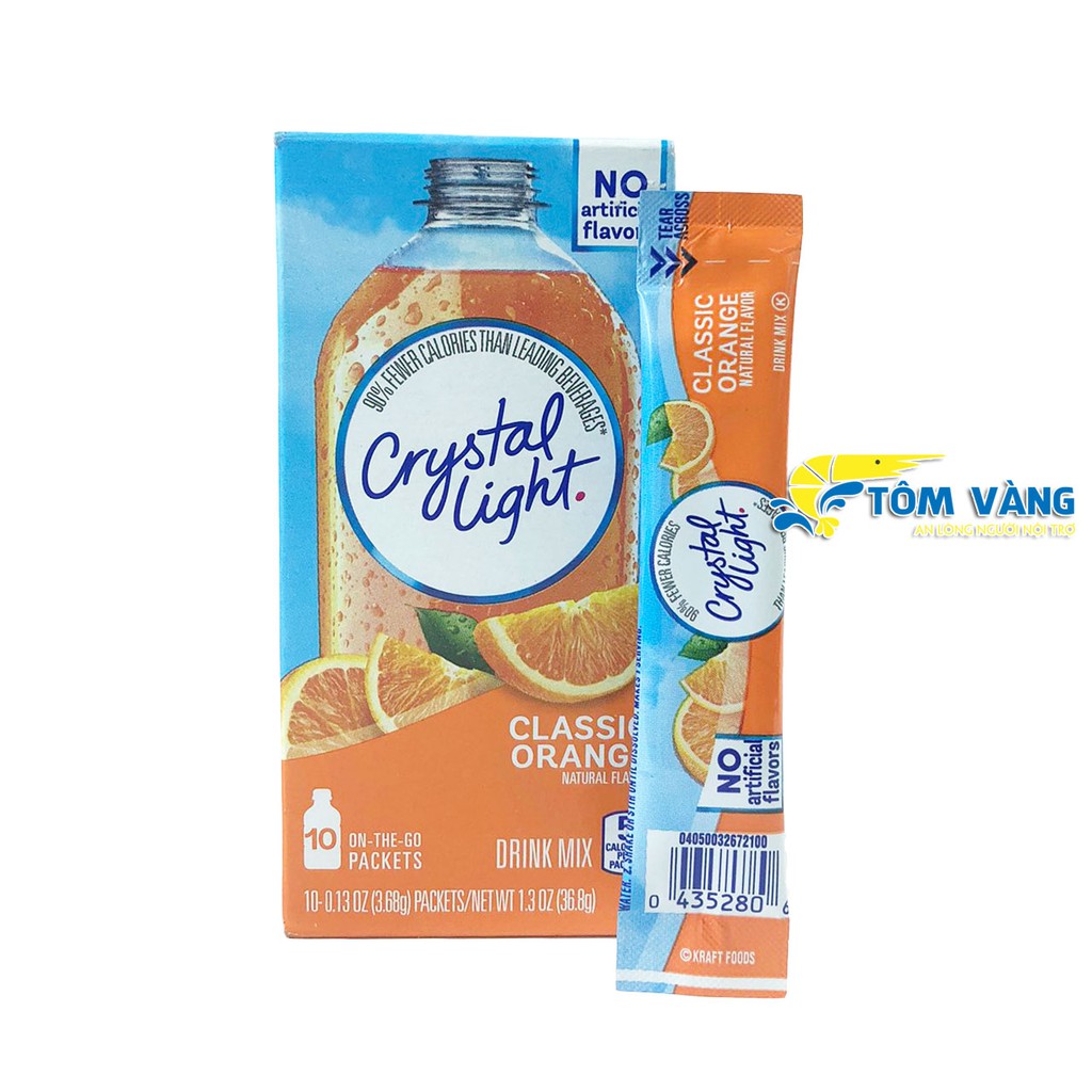 Hộp 10 gói bột trái cây Crystal Light cho người ăn kiêng/giảm cân/gym - Tôm Vàng