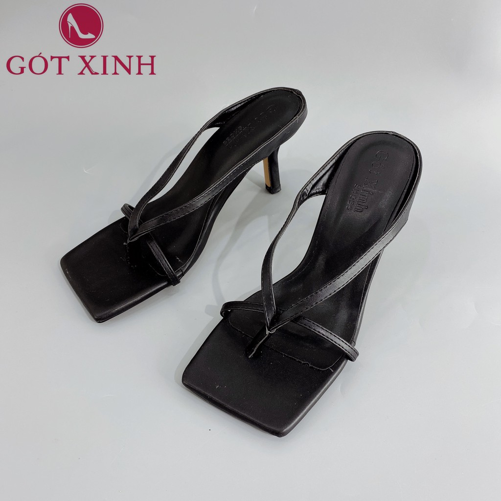 Dép cao gót nữ GÓT XINH D2 quai xỏ ngón da mềm đế cao 5cm