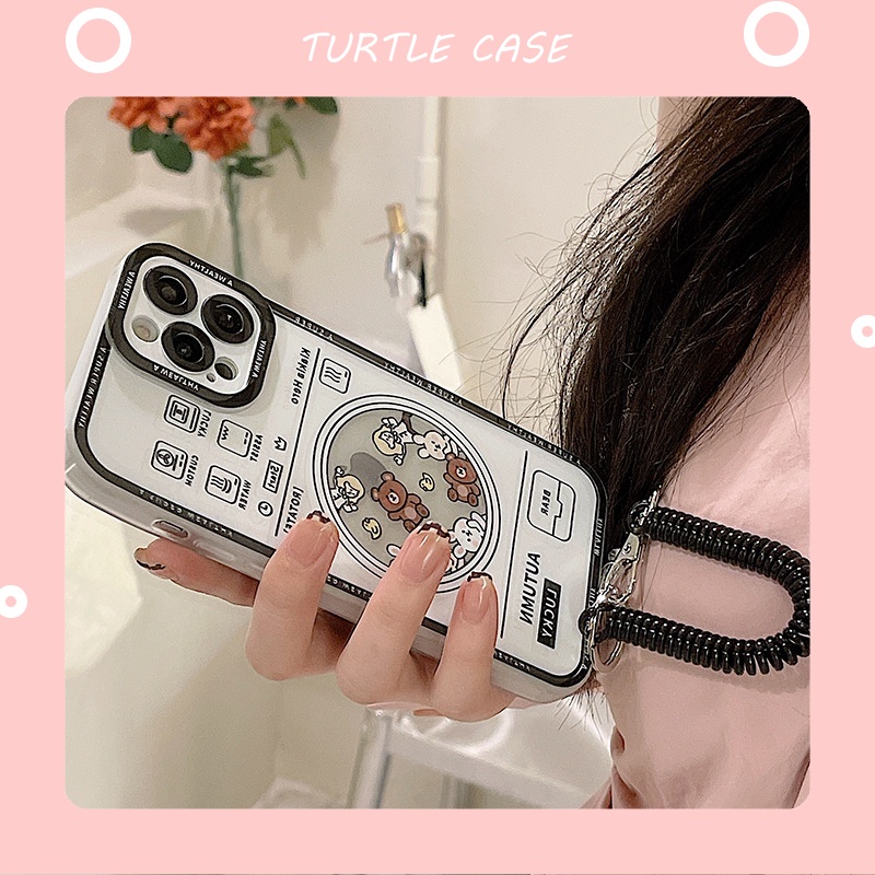 Ốp lưng iphone ốp Điện Thoại Trong Suốt In Hình Thú Dễ Thương Có Dây Đeo Cho iPhone 14 13 12 11 PROMAX XS XR XSMAX SE20