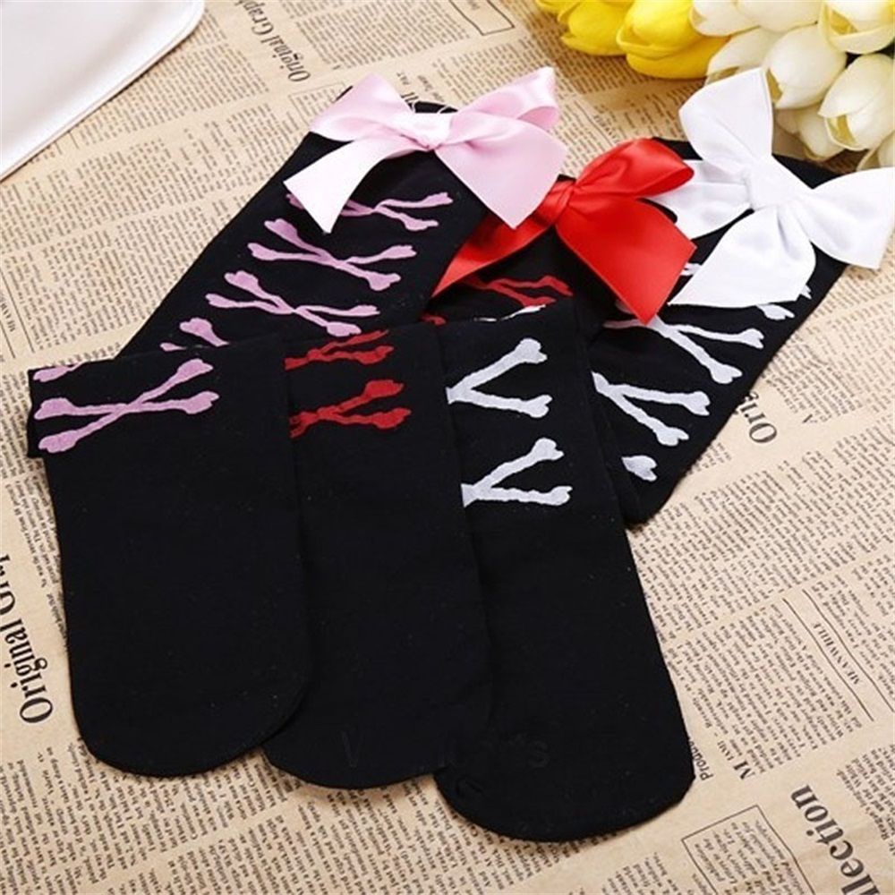 Vớ Dài Qua Gối Phối Ren Đính Nơ Nhiều Màu Sắc Thời Trang Quyến Rũ Mới Cho Nữ