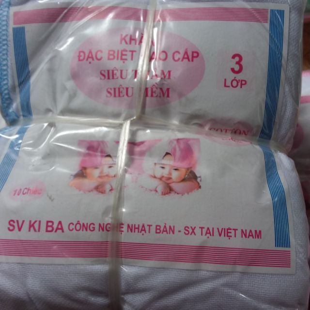 lẻ  20 khăn sữa kiba 3 lớp