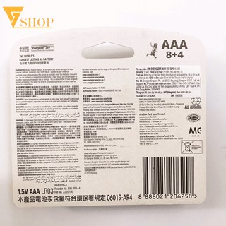 ( VỈ 12 VIÊN ) Pin AAA, AA Energizer Alkaline Max BP8+4 Pin Tiểu LR03 / LR06