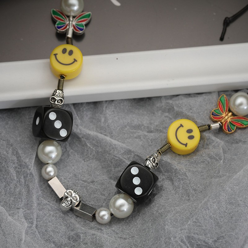 Dây chuyền mặt họa tiết đầu lâu đính ngọc trai nhân tạo phong cách hip hop đường phố