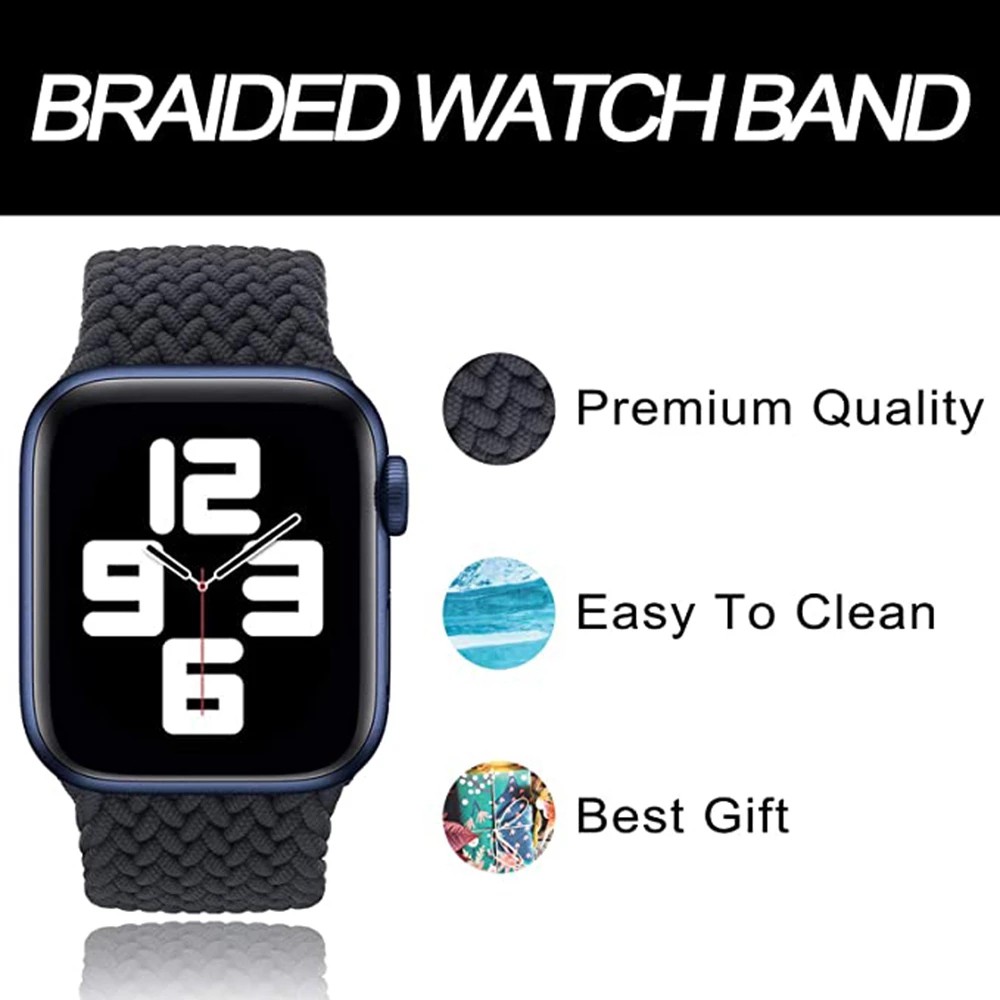 Bện Solo Loop Apple Watch Strap Dây đeo vải co giãn Nylon đàn hồi Thắt lưng iWatch