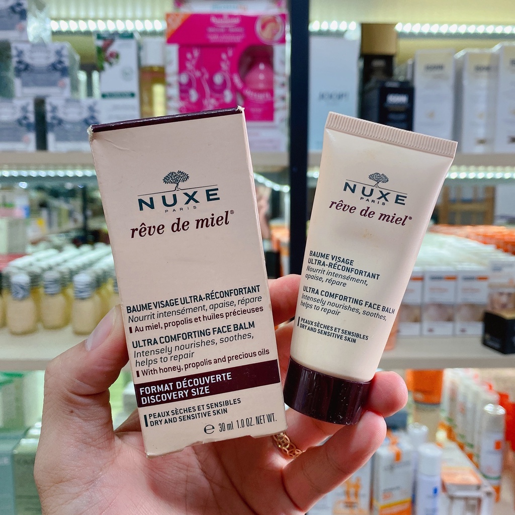 (hết nứt nẻ tức thì) Kem Dưỡng ẩm bảo vệ ngăn ngừa nếp nhăn Ultra-Comforting Face Balm NUXE Dream Honey 30ml