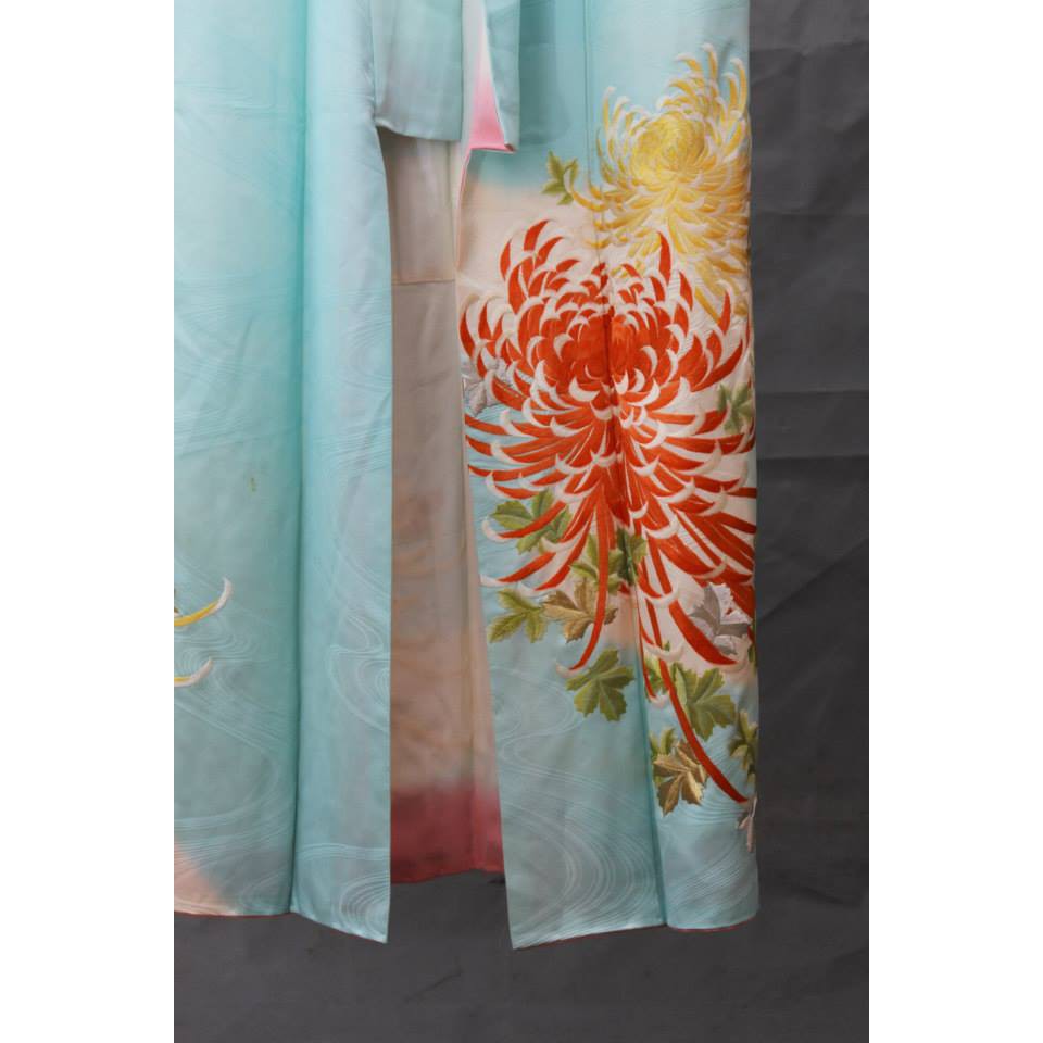 Trang phục truyền thống Nhật Bản  - Tsukesage kimono thêu hình hoa cúc
