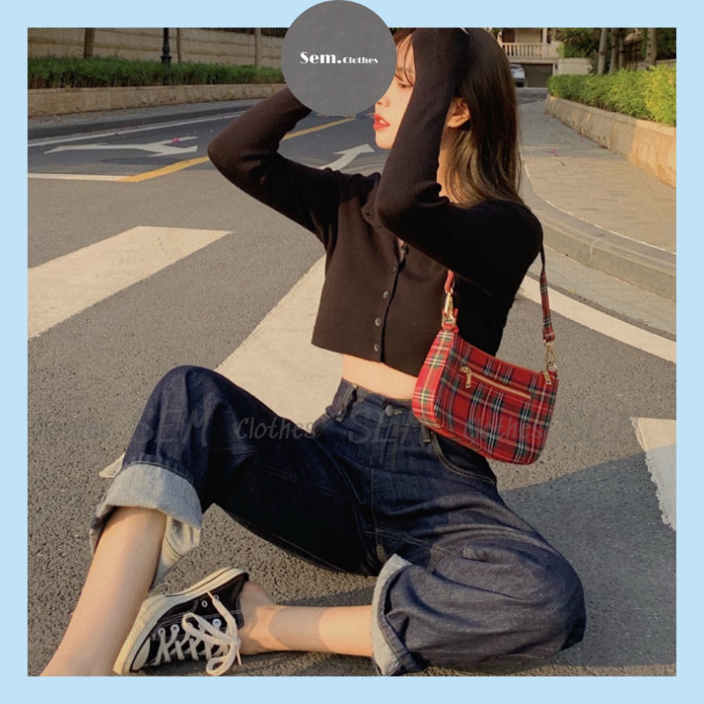 Áo croptop dài tay nữ,thun phông kiểu ôm vải len tăm AO04 SEMCLOTHES