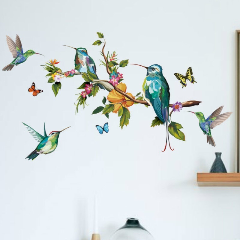 BUTTERFLY Giấy Dán Tường Pvc Chống Thấm Nước Hình Con Chim Và Bướm Nhiều Màu
