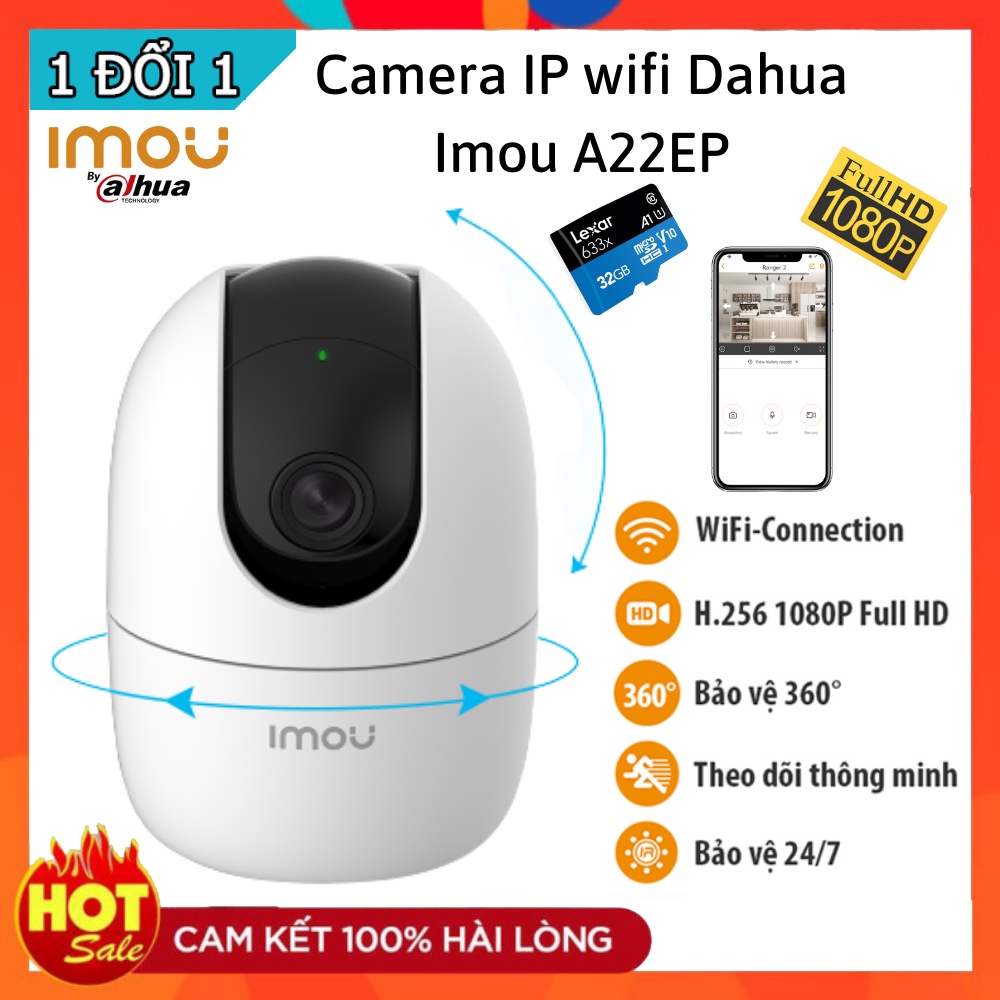 Camera  wifi Dahua Imou A22EP 1080p A22 2mp - Báo động âm thanh bất thường - Hỗ trợ đàm thoại 2 chiều -Hàng Chính Hãng