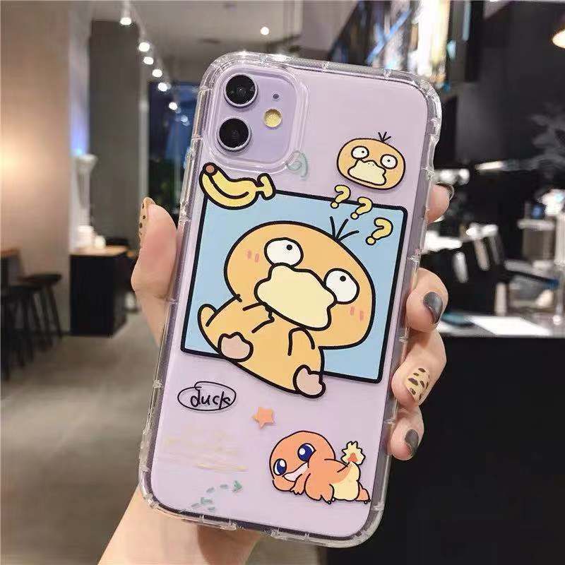 Anti-drop Phone Case iPhone 11 Pro Max X XR XS MAX 7 8 Plus Cartoon Pikachu Shiluo Couple Mobile Phone Cases Transparent Soft TPU Casing iPhone Clear Back Cover Accessories