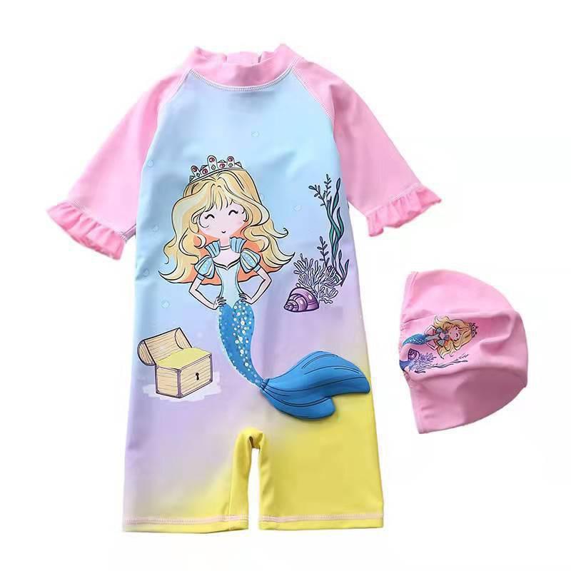 Set Đồ Bơi Kèm Mũ Hoạ Tiết Nàng Tiên Cá/ Ngựa Pony 11-24 Kg