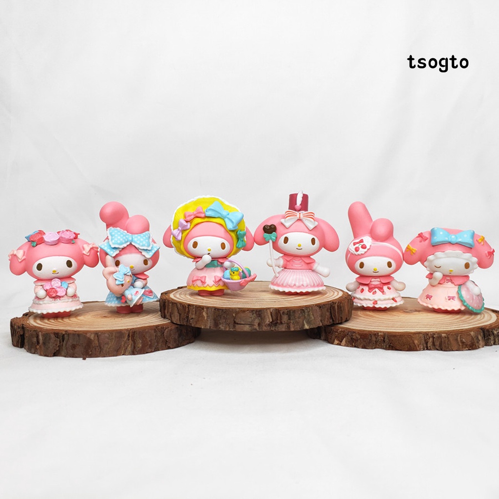 Set 6 mô hình nhân vật mymelody hoạt hình dễ thương trang trí bàn làm việc