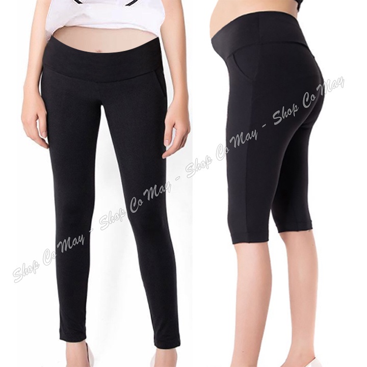 Quần legging bầu cotton cao cấp có chun điều chỉnh