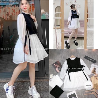 [Ảnh thật/Sẵn]Set váy baby doll thắt nơ eo siêu xinh