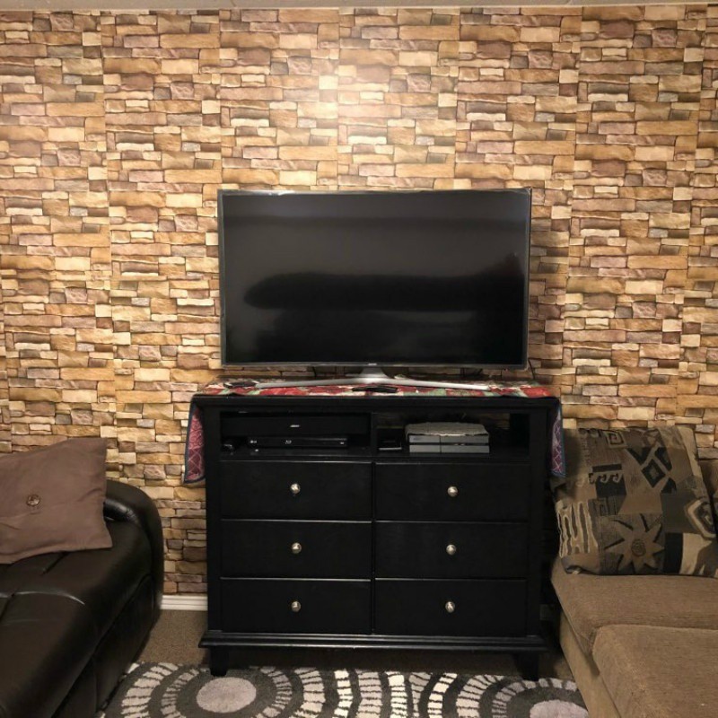 Miếng dán tường 3D giả đá độc đáo bằng xốp mềm