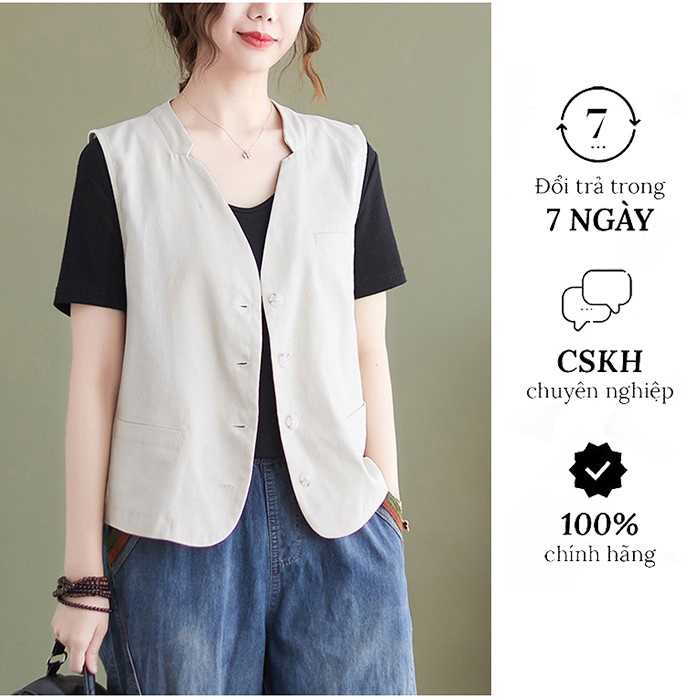Áo khoác vest gile Tôn dáng Thích Hợp Đi Chơi Hẹn Hò Đi Tiệc chất liệu linen bột cao cấp