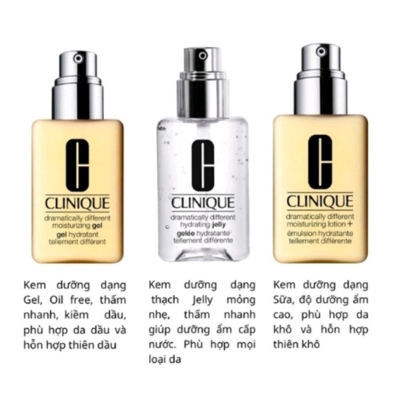 Kem dưỡng ẩm và Gel dưỡng ẩm Clinique dramatically different moisturizing gel cho mặt