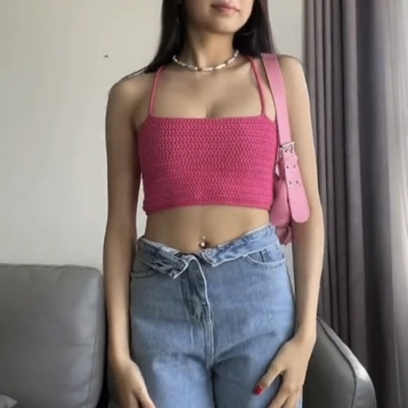 Áo len handmade thắt chéo lưng Bee Top