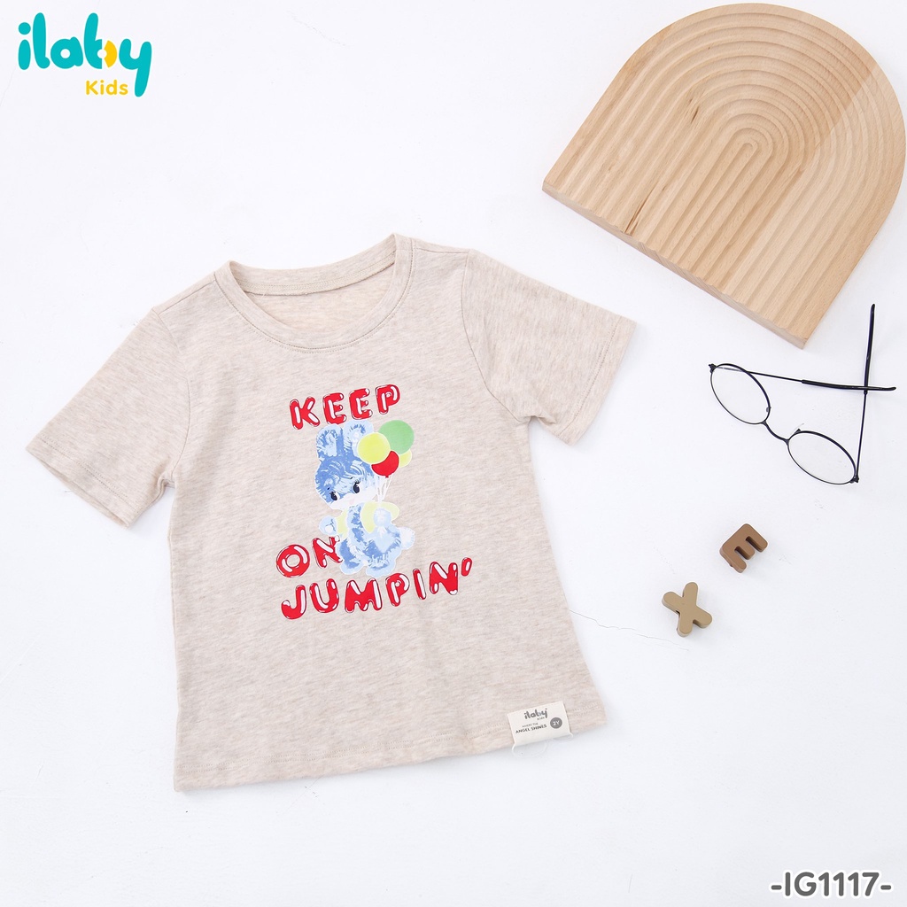 Áo phông bé trai gái ILABY basic in hình chất liệu cotton thoáng mát