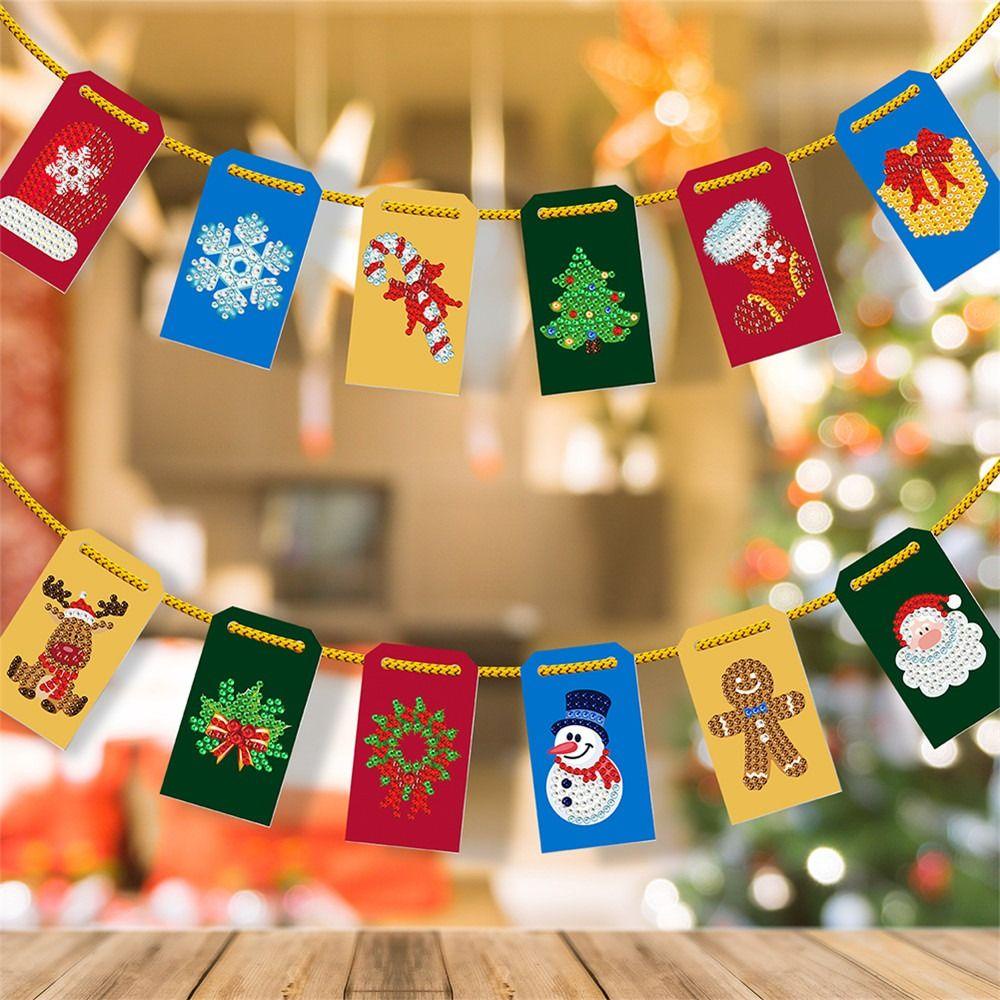 Bộ 10 / 12 Mặt Dây Chuyền Thêu Họa Tiết Lấp Lánh Mới|Dây Đèn Led Trang Trí Giáng Sinh