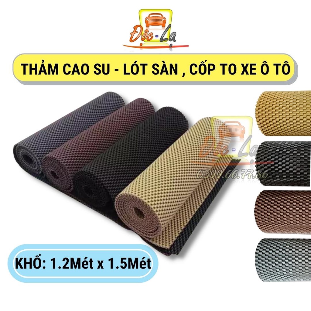 Thảm Lót Sàn, Lót Cốp To Ô Tô Bằng Cao Su - Tấm 120cm x 150cm - Vân 3D chống trượt, siêu bền