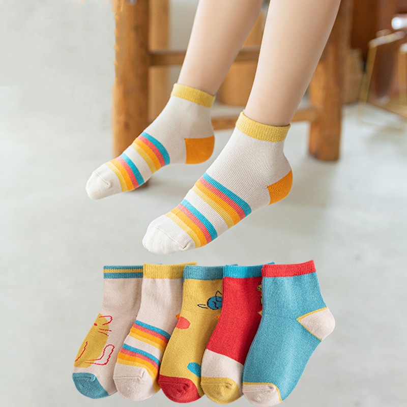 Set 5 Đôi Vớ Cotton Cho Bé Từ 1-12 Tuổi