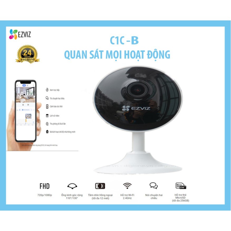 Camera WIFI Ezviz C1C B,1080P Đàm thoại 2 chiều ,Tích hợp míc thu âm thanh, Hình ảnh FHD - BẢO HÀNH 24 Tháng | BigBuy360 - bigbuy360.vn