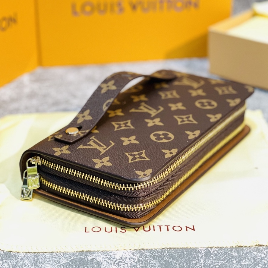 Ví Cầm Tay LV hai khóa bản to cao cấp có hộp tặng kèm size 20cmx 10cm