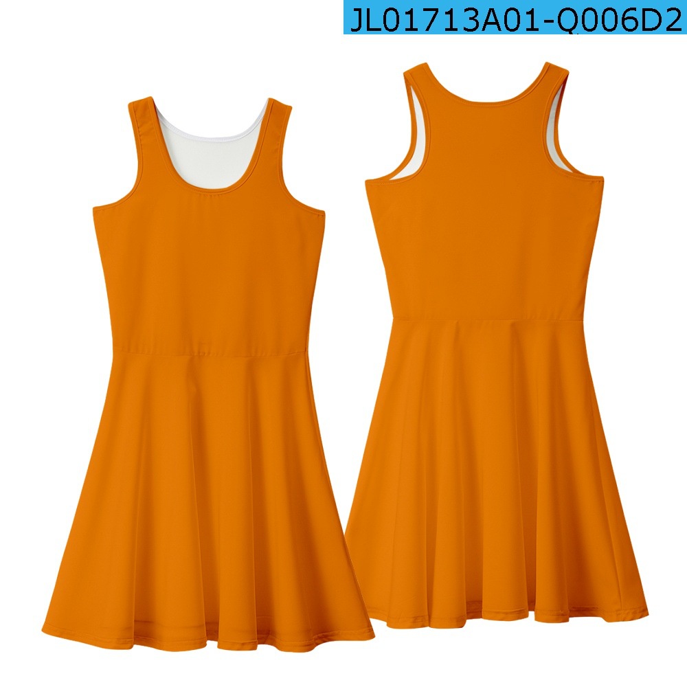 Bộ đồng phục áo thun tay ngắn và váy hóa trang bé gái trong phim Squid Game vui chơi tiệc Halloween | BigBuy360 - bigbuy360.vn