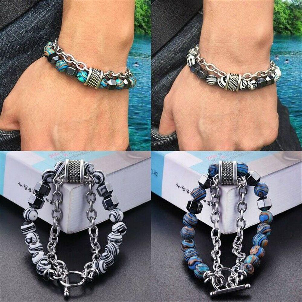 Vòng Tay Chuỗi Hạt Đá Obsidian 8mm Giảm Căng Thẳng Cho Nam