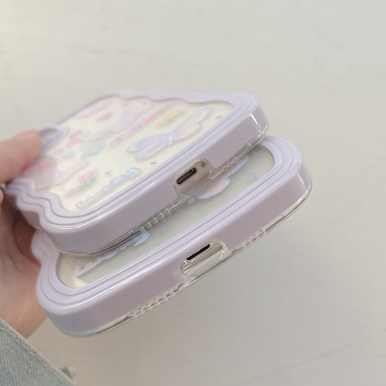 Ốp Điện Thoại Họa Tiết Hoa Và Bướm Màu Tím Nhạt Cho iPhone 13 12 11 Xs X Xr Pro Max HDBL0