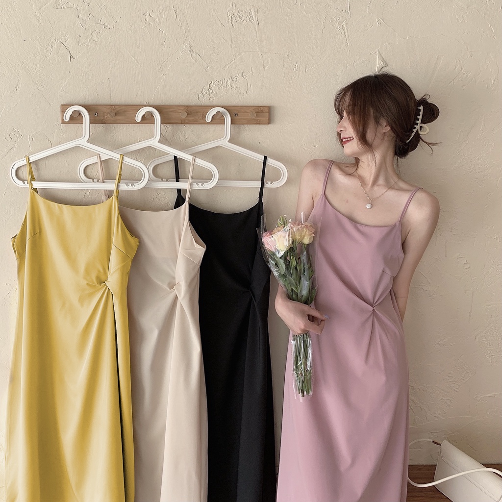 Đầm hai dây SUXI dáng rộng đơn giản thời trang mùa hè cổ điển dành cho nữ